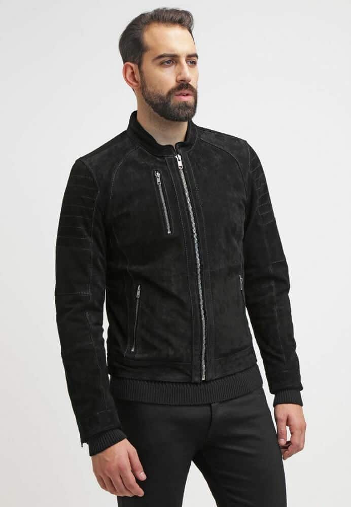Genuine Mens Black Suede Jacket